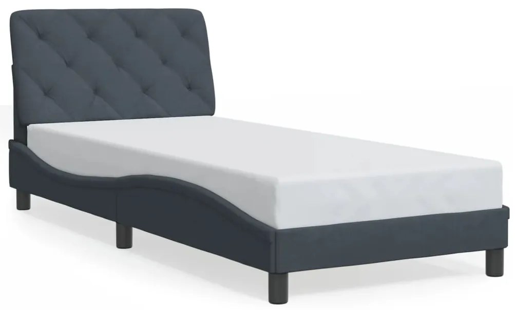 vidaXL Πλαίσιο κρεβατιού με LED χωρίς στρώμα Σκούρο Γκρι 90x200 εκ. Βελούδινο