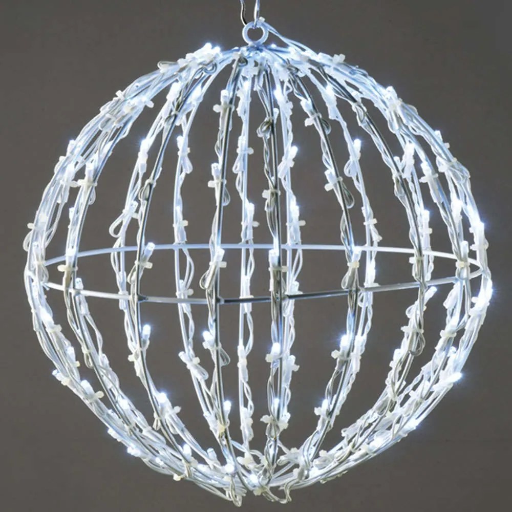 Χριστουγεννιάτικη Μπάλα 3D Ball Με Φως Led X081502413 30x30x31cm Silver-White Aca