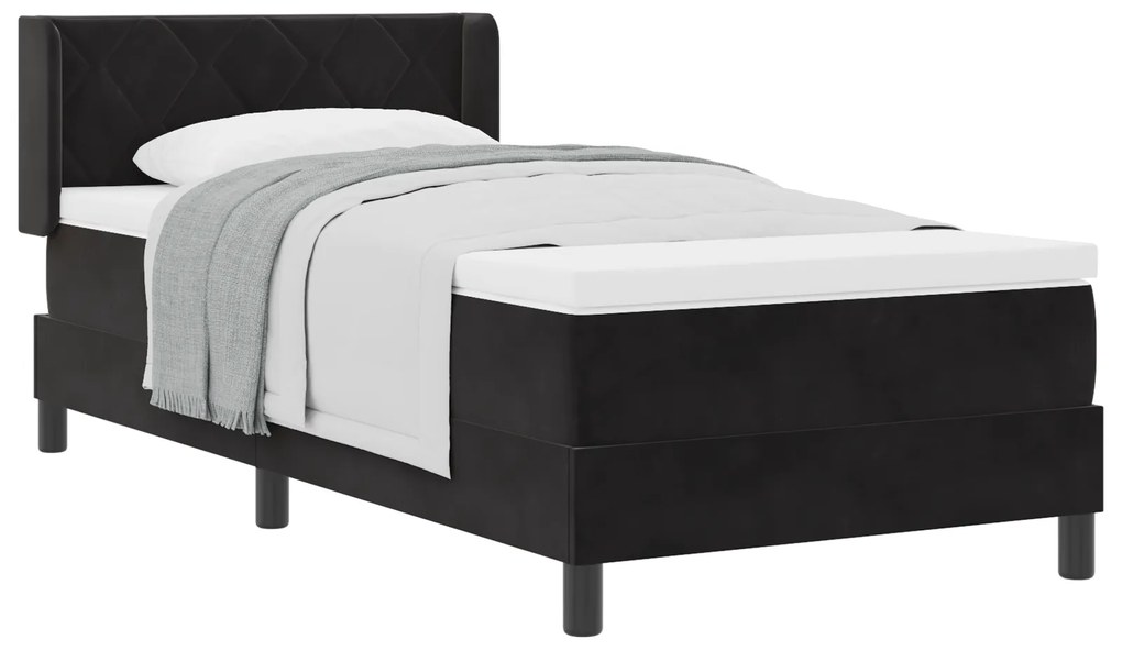 vidaXL Κρεβάτι Box Spring με Στρώμα Μαύρο 90x190 εκ. Βελούδο