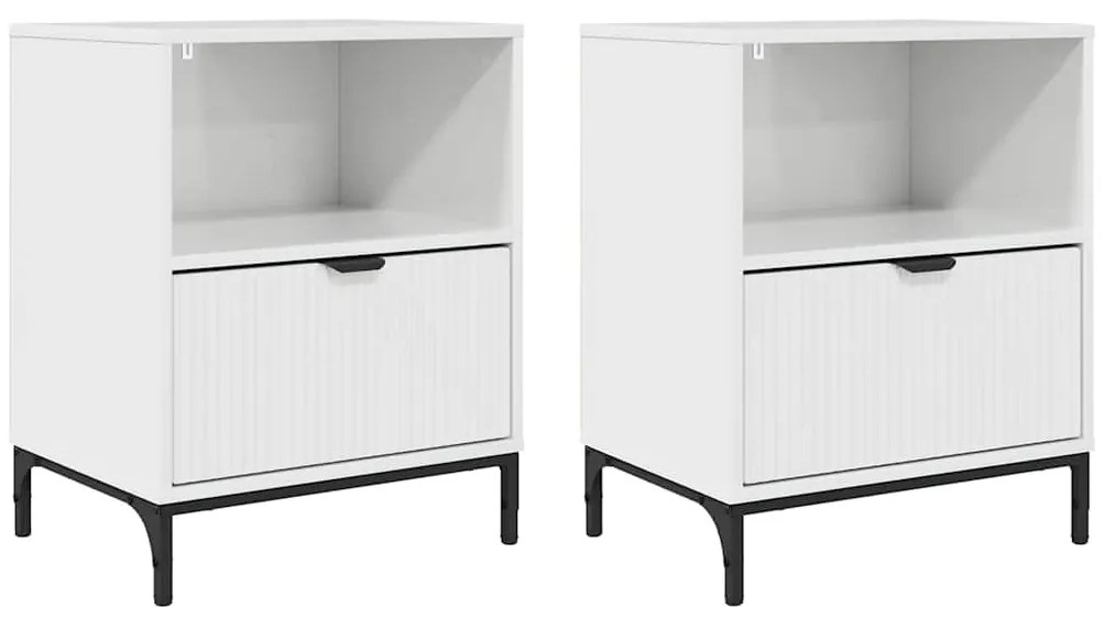 vidaXL Κομοδίνα με συρτάρι 2 pcs Γυαλιστερό λευκό 49 x 36 x 61 εκ