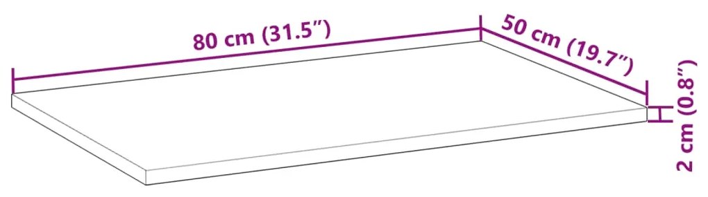 Επιφ. Νιπτήρα Μπάνιου Φινίρισμα Λαδιού 80x50x2 εκ Μασίφ Ακακία - Καφέ