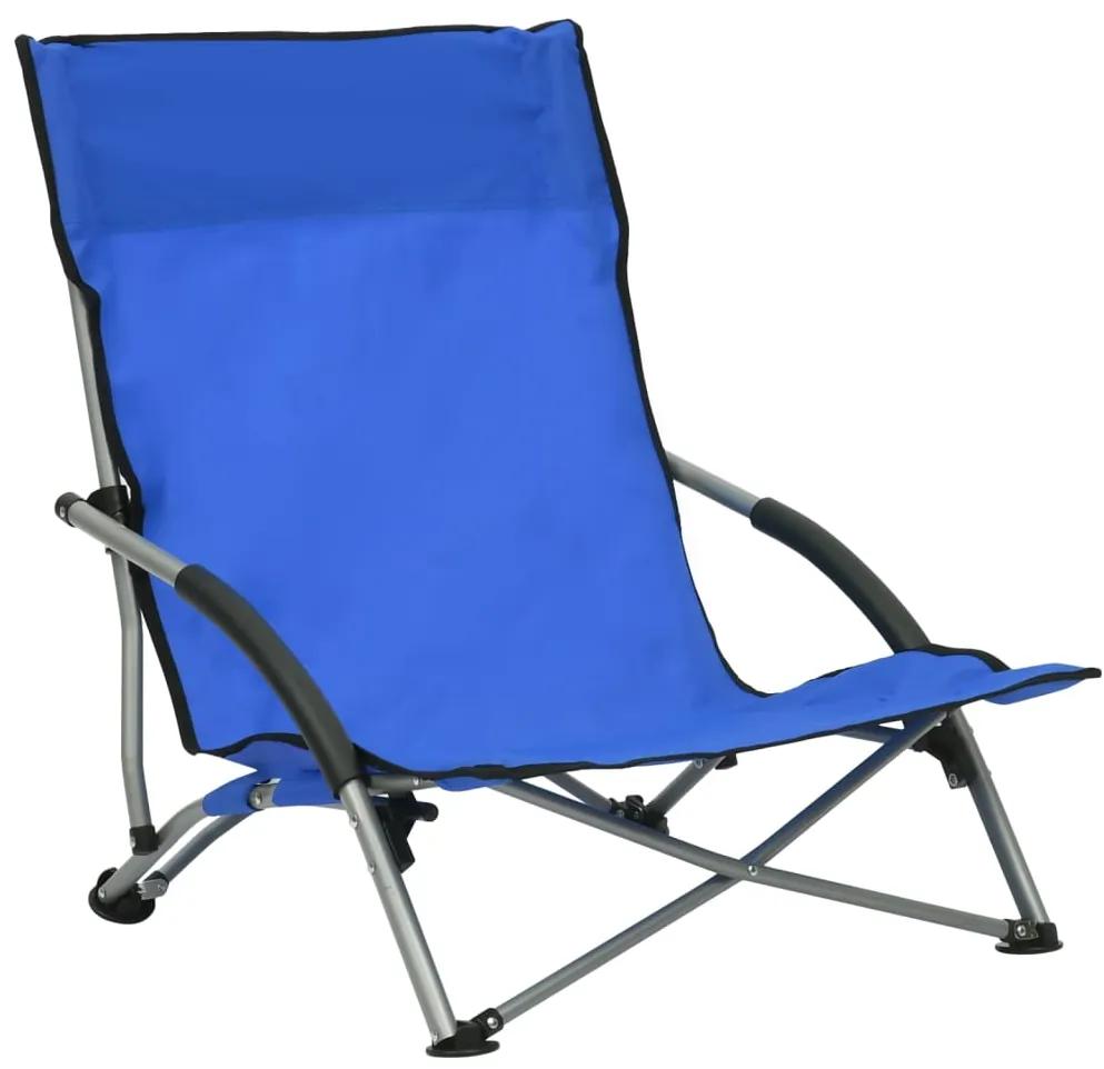 vidaXL Καρέκλες Παραλίας Πτυσσόμενες 2 τεμ. Μπλε Υφασμάτινες