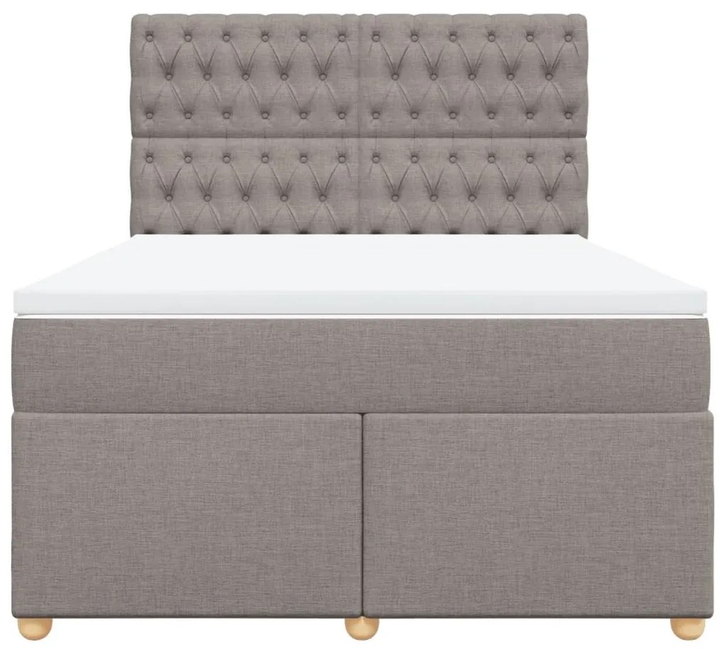 Κρεβάτι Boxspring με Στρώμα Taupe 140x200 εκ. Υφασμάτινο - Μπεζ-Γκρι