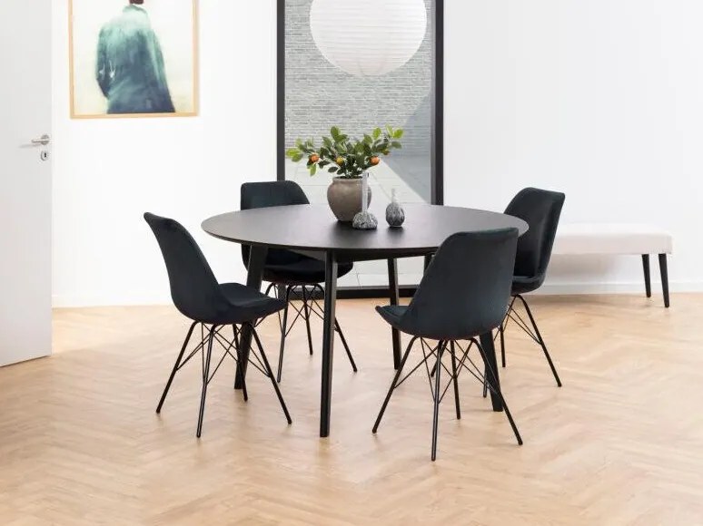 Τραπέζι Oakland 630, Μαύρο, 76cm, 35 kg, Ινοσανίδες μέσης πυκνότητας, Φυσικό ξύλο καπλαμά, Ξύλο, Ξύλο: Καουτσούκ | Epipla1.gr