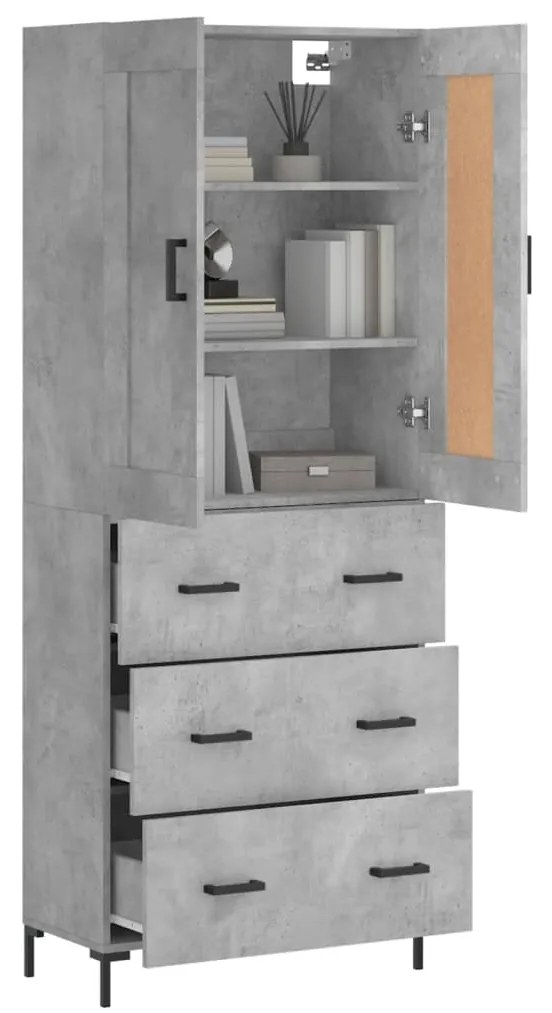 vidaXL Ντουλάπι Γκρι Σκυροδέματος 69,5x34x180 εκ. Επεξεργασμένο Ξύλο