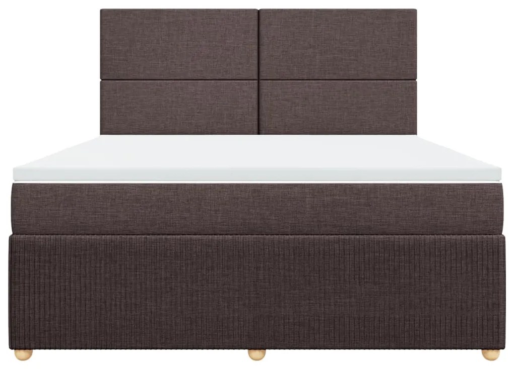 vidaXL Κρεβάτι Boxspring με Στρώμα Σκούρο Καφέ 180x200 εκ Υφασμάτινο