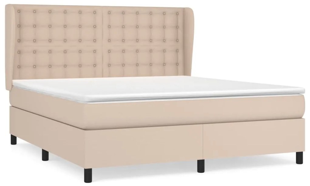 vidaXL Κρεβάτι Boxspring με Στρώμα Καπουτσίνο 180x200 εκ. Συνθ. Δέρμα