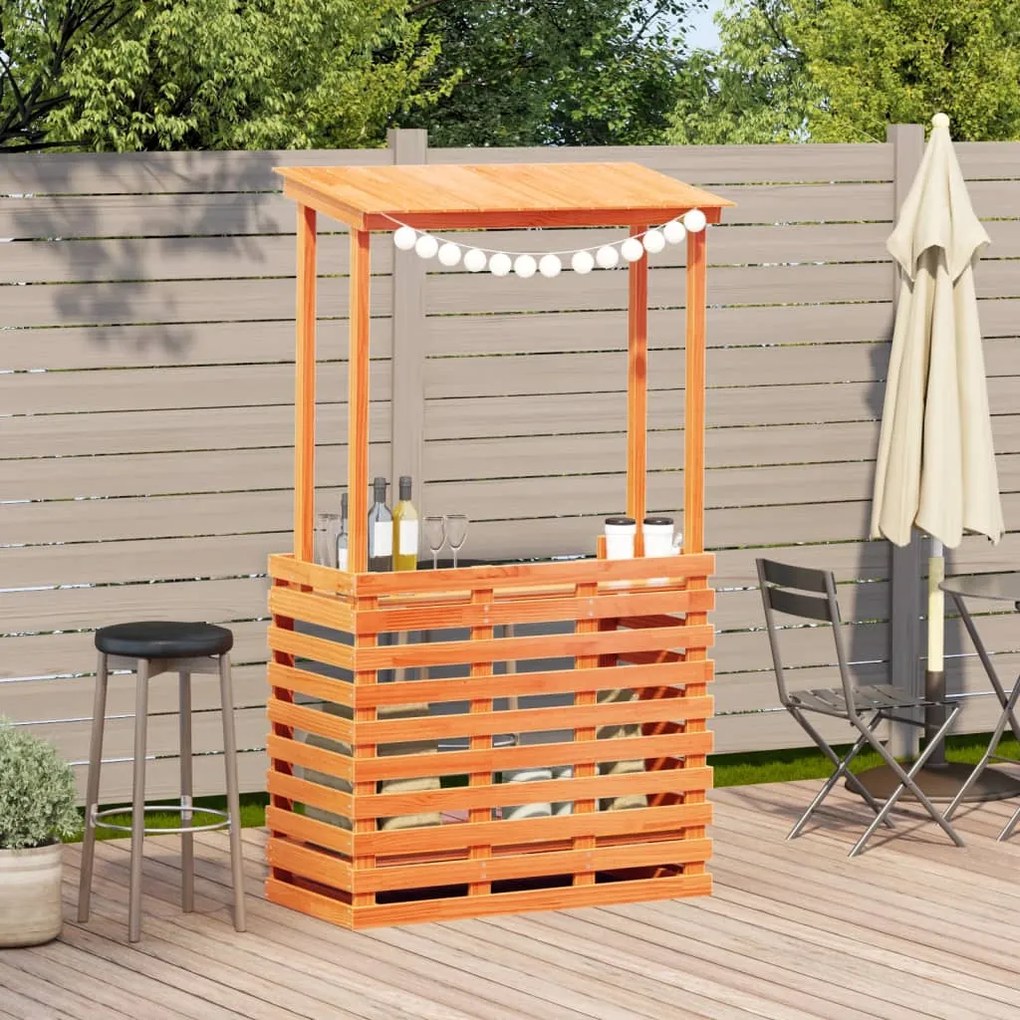 vidaXL Τραπέζι Μπαρ Κήπου με Οροφή Καφέ 112,5x57x195,5 εκ. Μασίφ Πεύκο