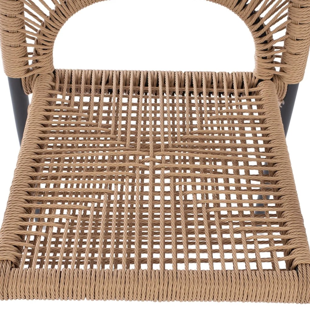 Καρέκλα - Πολυθρόνα NOJO C5771.02 Γκρί Αλουμινίου με P.E. Twist Rattan Μπέζ 55x63x82 εκ. 55x63x82 εκ.