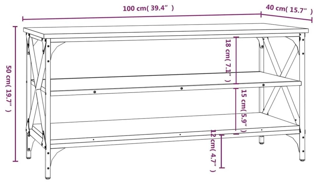 Έπιπλο Τηλεόρασης Γκρι Sonoma 100x40x50 εκ. από Επεξεργ. Ξύλο - Γκρι