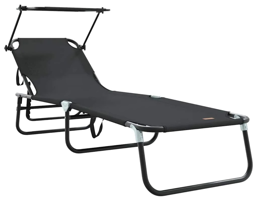 vidaXL Πτυσσόμενη ξαπλώστρα 2 pcs Μαύρο 56 x 190 x 81εκ ύφασμα
