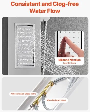 VEVOR Shower Panel Tower System Stainless Steel Column Rainfall Head Massage Jet