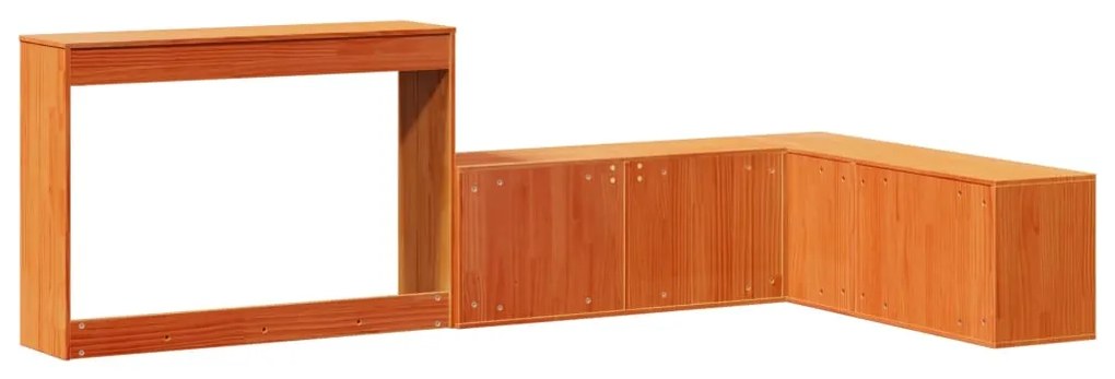 Κομοδίνο με Γραφείο Καφέ Κεριού 222x107x75 εκ Μασίφ Ξύλο Πεύκου - Καφέ