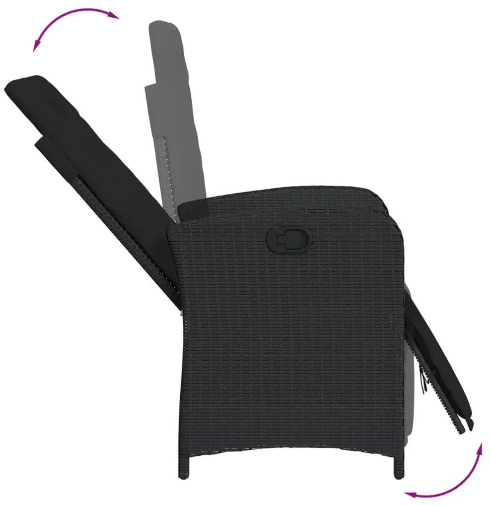 vidaXL Σετ Τραπεζαρίας Κήπου 7 Τεμ. Μαύρο Συνθετικό Ρατάν με Μαξιλάρια