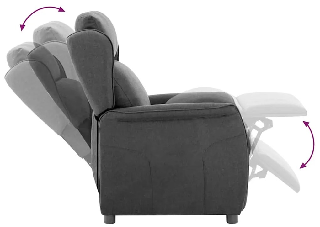 vidaXL Ανακλινόμενη πολυθρόνα Σκούρο Γκρι 66.5 x 94 x 101.5 εκ