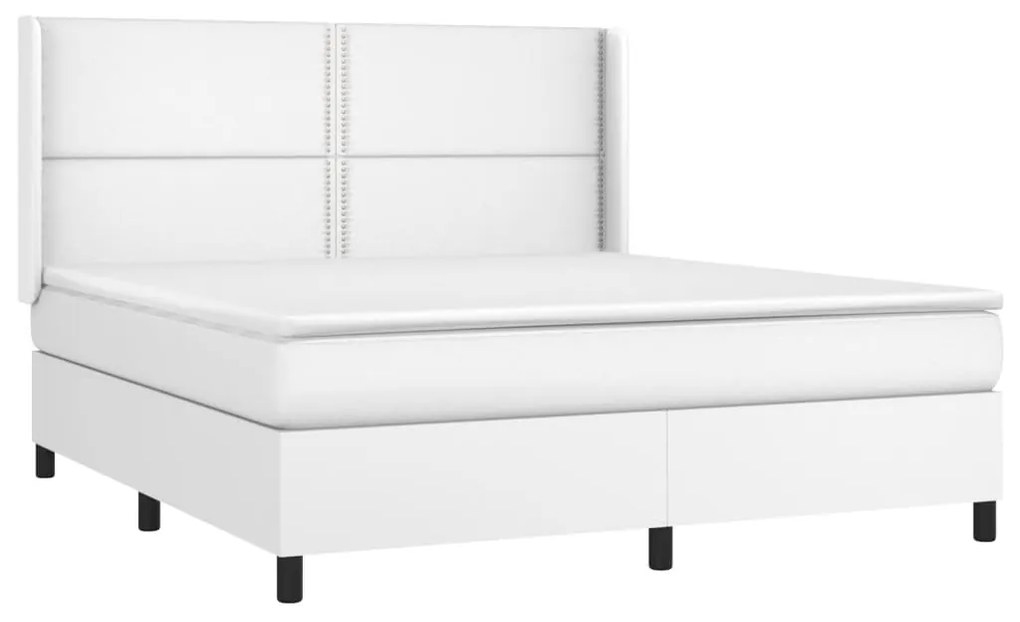 ΚΡΕΒΑΤΙ BOXSPRING ΜΕ ΣΤΡΩΜΑ &amp; LED ΛΕΥΚΟ 160X200 ΕΚ. ΣΥΝΘ. ΔΕΡΜΑ 3139332