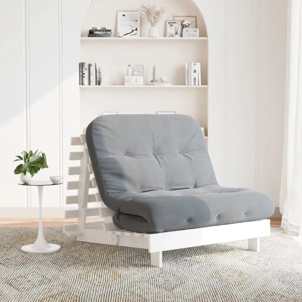 Καναπές Κρεβάτι Futon με Στρώμα 100x206x11εκ. Μασίφ Ξύλο Πεύκου