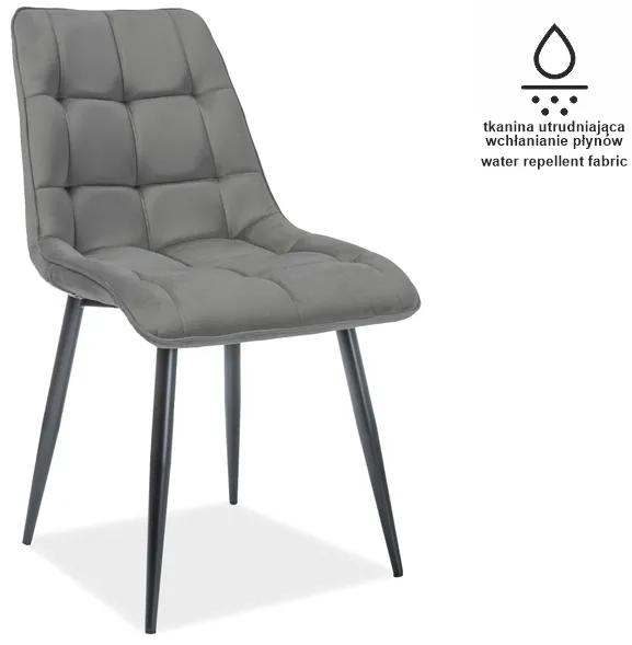 80-1643 Επενδυμένη καρέκλα ύφασμιμι Chic 50x43x88 μαύρο/γκρι velvet DIOMMI CHICMVCSZ, 1 Τεμάχιο