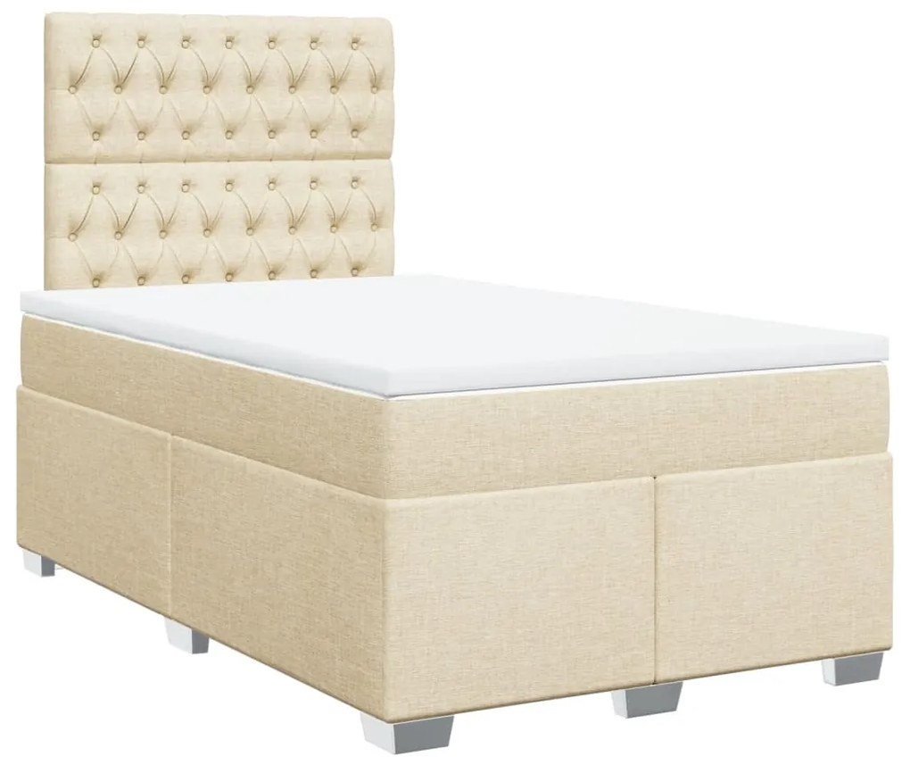 ΚΡΕΒΑΤΙ BOXSPRING ΜΕ ΣΤΡΩΜΑ ΚΡΕΜ 120X190 ΕΚ. ΥΦΑΣΜΑΤΙΝΟ 3290439