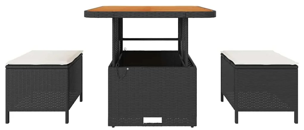 vidaXL Σέτ φαγητού για κήπο Μαύρο συνθετικό ρατάν