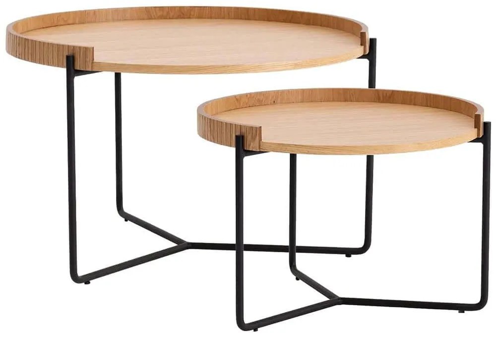 Ζιγκόν Mandy (Σετ 2Τμχ) 141HWR1145 80x80x51/60x60x41cm Natural-Black