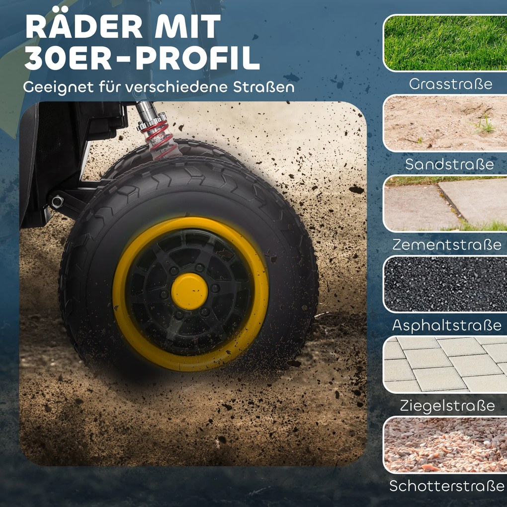 AIYAPLAY Ηλεκτρικό Τετράτροχο για Παιδιά, 3-6 km/h, Προβολείς LED, Μουσική, USB, για 3-8 ετών, Κίτρινο