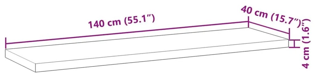 Επιφ. Νιπτήρα Μπάνιου Φινίρισμα Λαδιού 140x40x4 εκ Μασίφ Ακακία - Καφέ