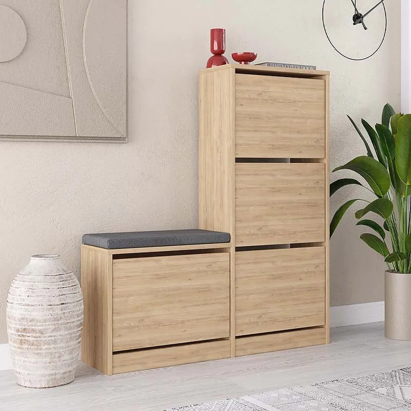 Παπουτσοθήκη Dude Megapap χρώμα sapphire oak 104,8x26x118,5εκ.