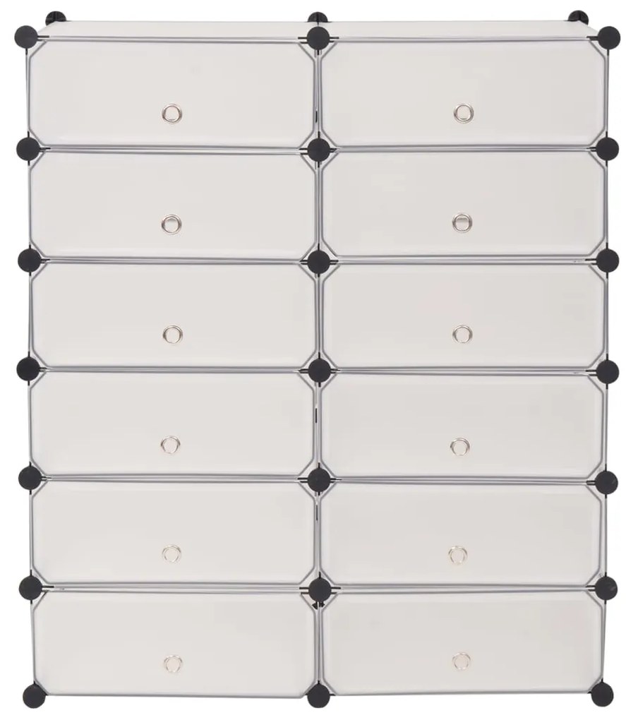 vidaXL Παπουτσοθήκη Αλληλοσυνδεόμενη 12 Τμημάτων Λευκή