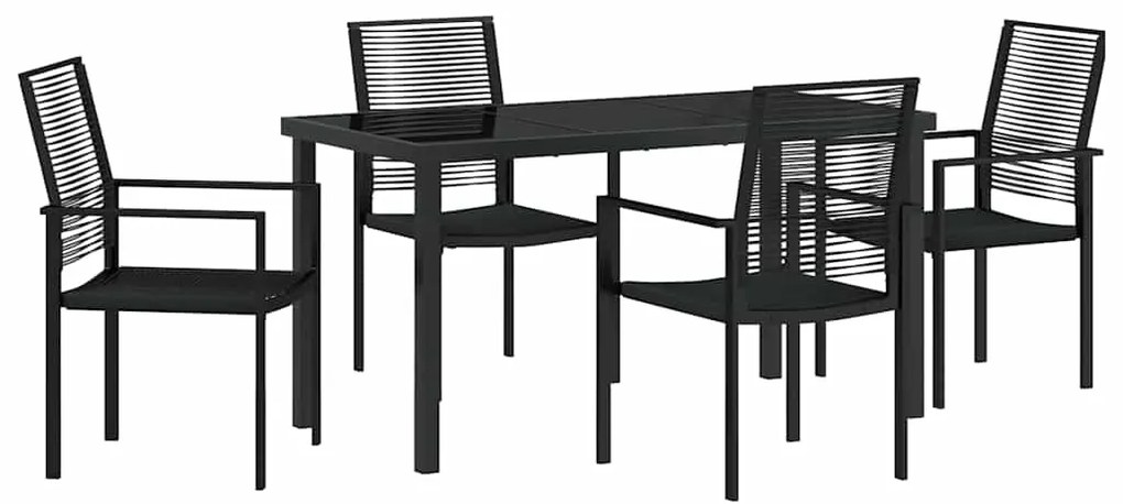 vidaXL Σέτ φαγητού για κήπο 5 pcs Μαύρο Χάλυβας με επίστρωση πούδρας