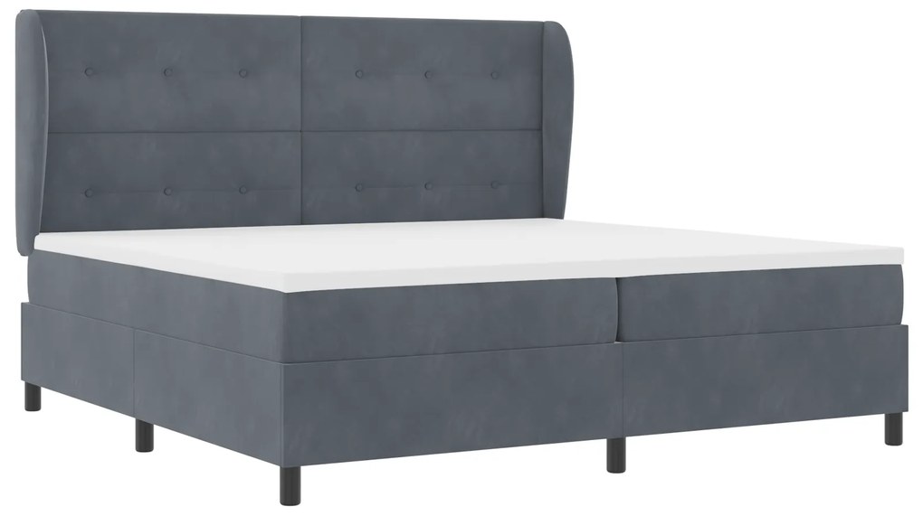 vidaXL Κρεβάτι Box Spring με Στρώμα Γκρι 200x200 εκ. Βελούδο