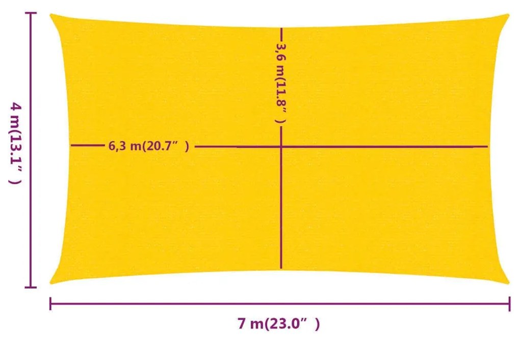 Πανί Σκίασης Ορθογώνιο Κίτρινο 4x7 μ. HDPE 160 γρ./μ² - Κίτρινο