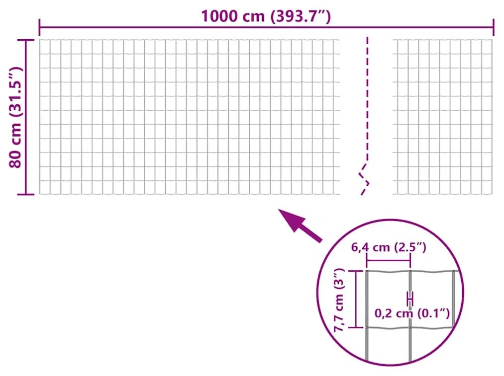 vidaXL Συρματόπλεγμα Γκρι 10 x 0,8 μ. Ατσάλινο