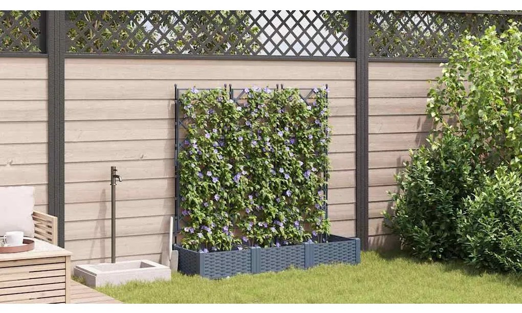 vidaXL Κηποτινάκι με Τρέλα 3 pcs Ανοιχτό γκρι 120 x 40 x 125.5 εκ. PP