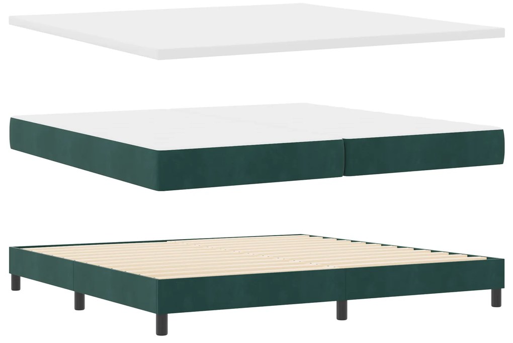 vidaXL Κρεβάτι Box Spring με Στρώμα Σκούρο Πράσινο 200x200 εκ Βελούδο