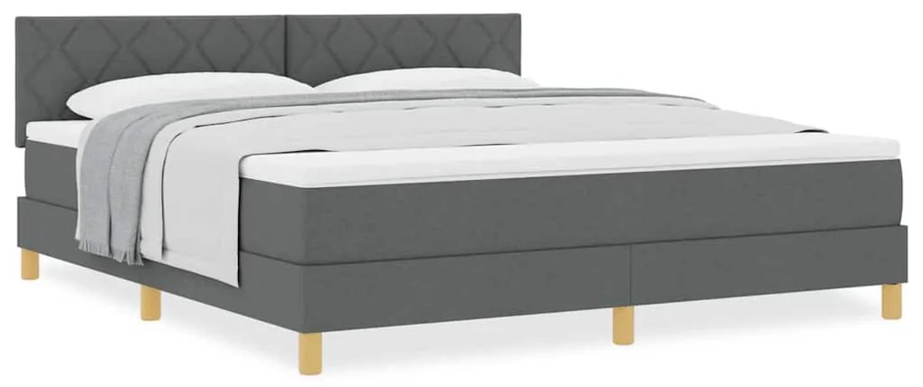vidaXL Κρεβάτι box spring με στρώμα Σκούρο γκρι 180 x 200 cm ύφασμα