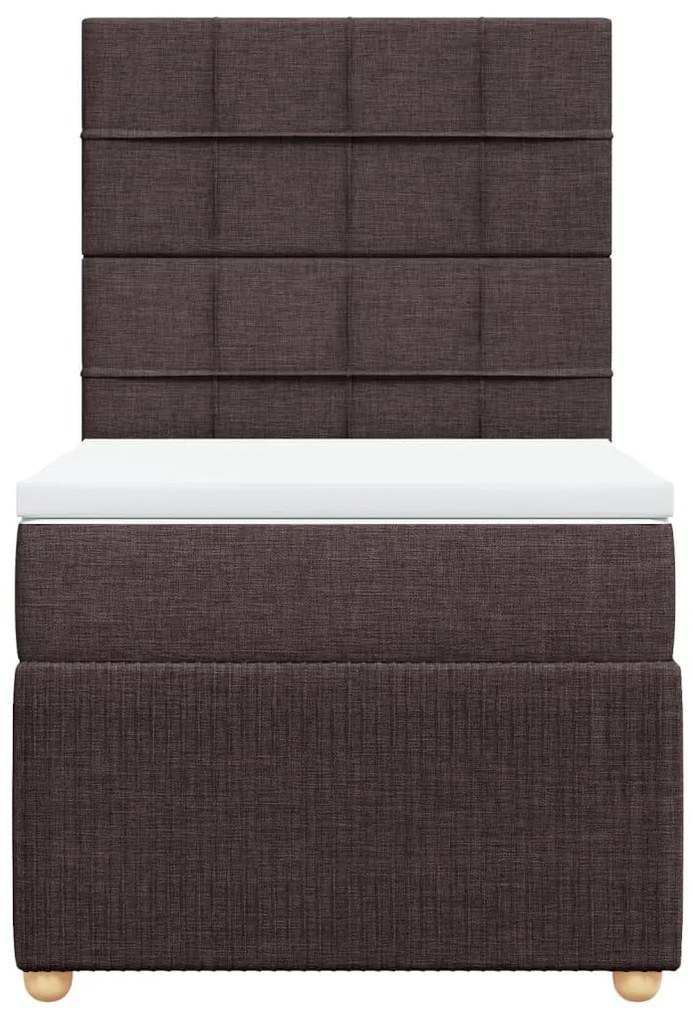 vidaXL Κρεβάτι Boxspring με Στρώμα Σκούρο Καφέ 80x200 εκ. Υφασμάτινο