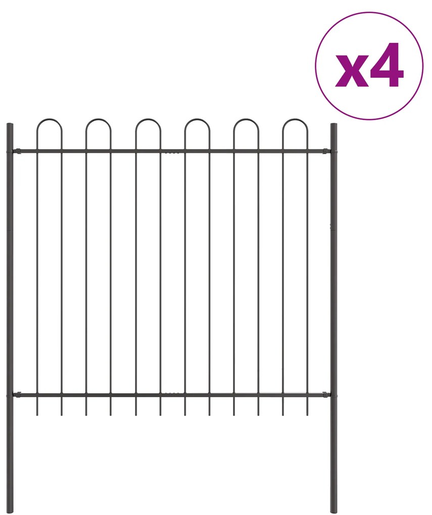 vidaXL Φράχτης κήπου  με κορυφή γαμής Γκρι 6,8x1,5 μ Χάλυβας