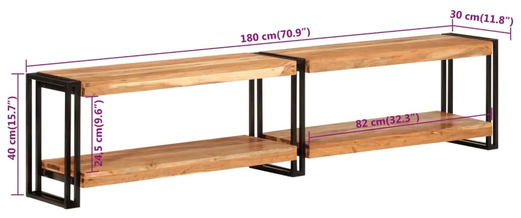 Έπιπλο Τηλεόρασης 180 x 30 x 40 εκ. από Μασίφ Ξύλο Ακακίας - Καφέ