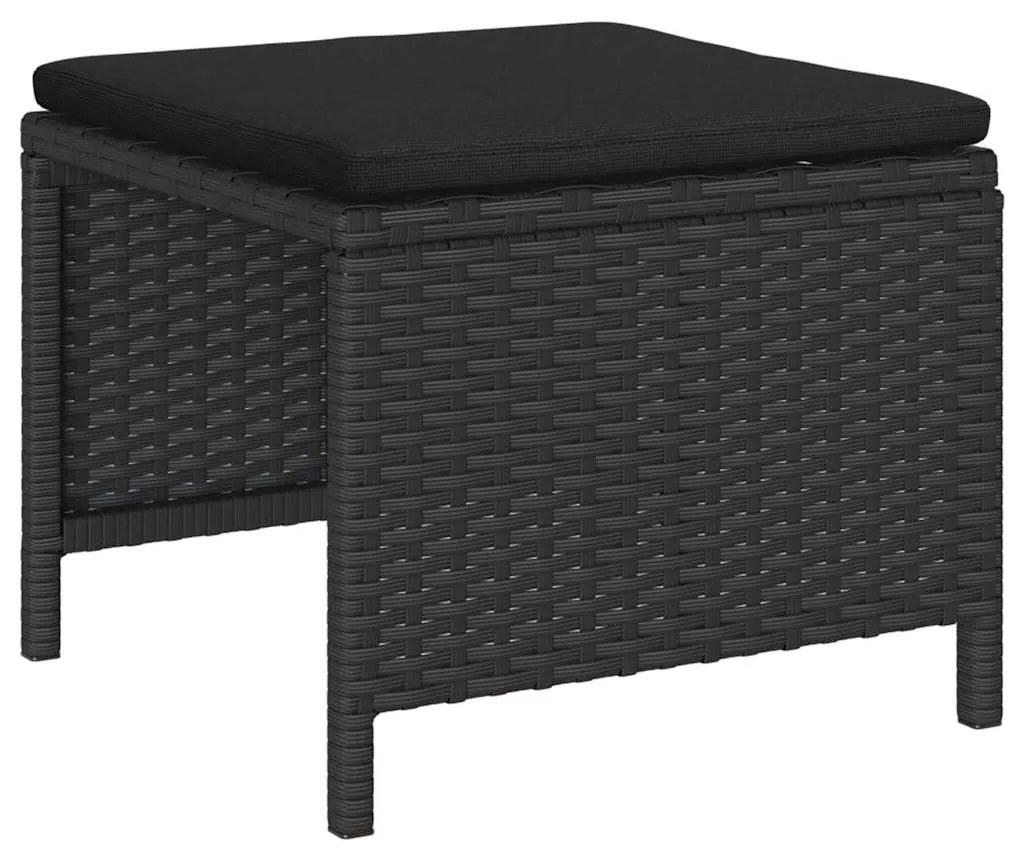 vidaXL Σετ Καναπέ Κήπου με μαξιλάρι 6 pcs Μαύρο συνθετικό ρατάν