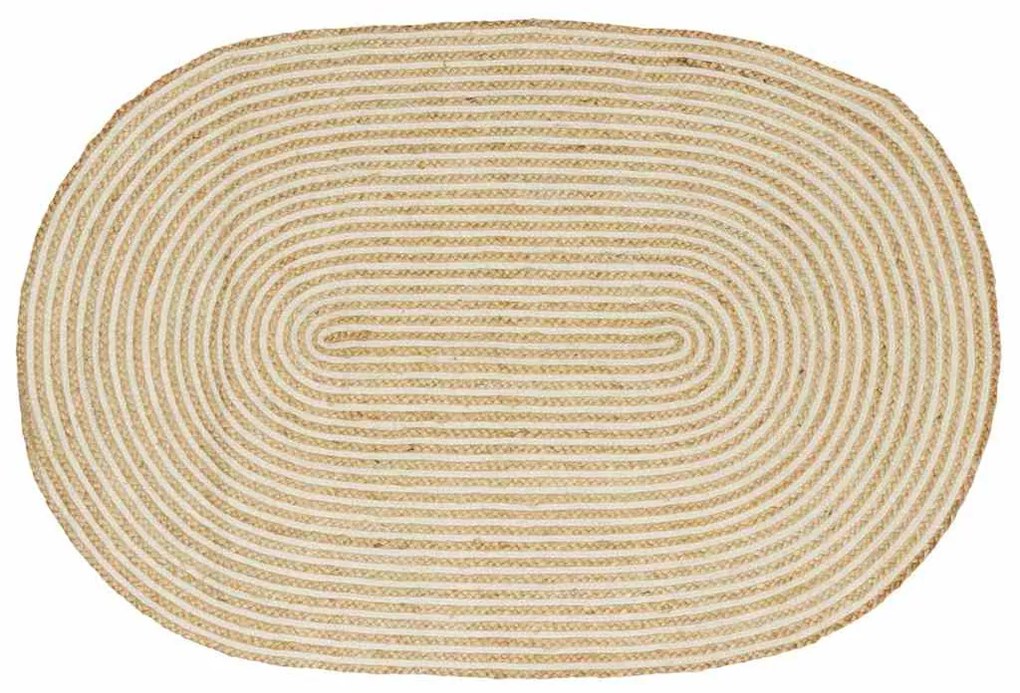 vidaXL Χαλί Φυσικό και Λευκό 100 x 152 εκ. Γιούτα