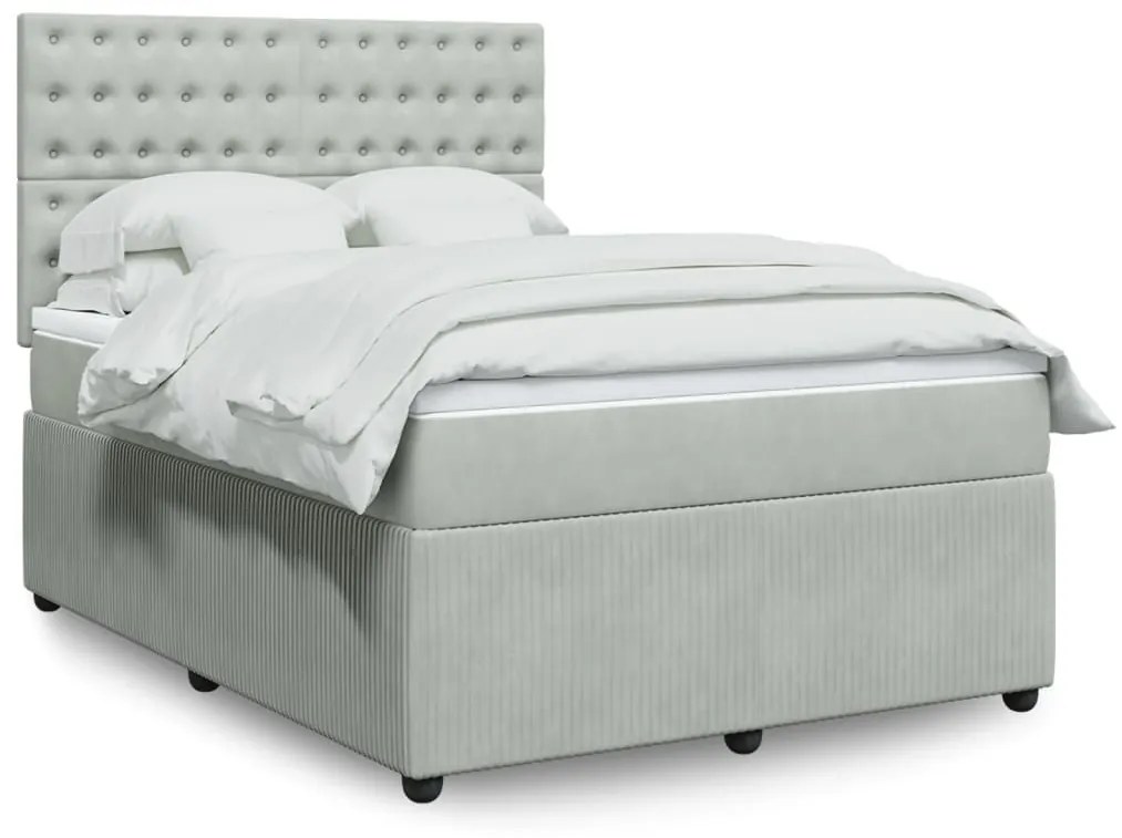 ΚΡΕΒΑΤΙ BOXSPRING ΜΕ ΣΤΡΩΜΑ ΑΝΟΙΧΤΟ ΓΚΡΙ 140X190 ΕΚ. ΒΕΛΟΥΔΙΝΟ 3294646