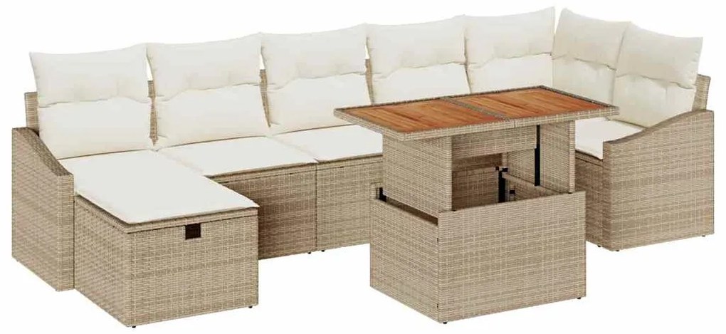 vidaXL Σετ Καναπέ Κήπου 8 pcs Μπεζ συνθετικό ρατάν