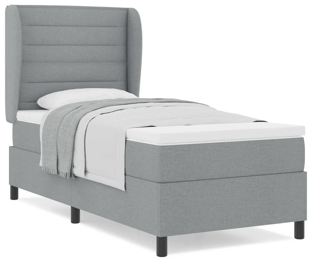 vidaXL κρεβάτι Box Spring με στρώμα σε ανοιχτό γκρι, 80x200 εκ., ύφασμα