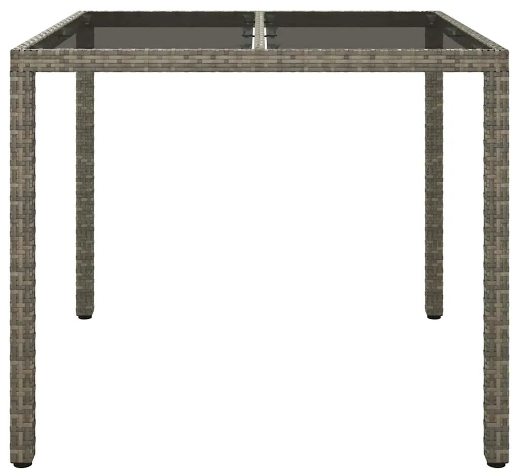 vidaXL Τραπέζι Κήπου για Φαγητό Γκρι 90 x 90 x 75 cm Πολυ ράταν