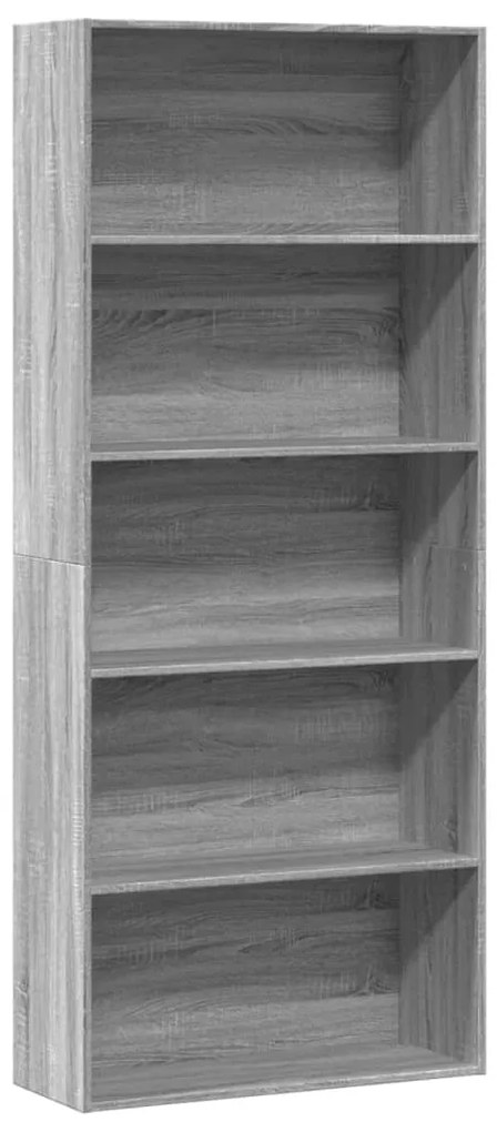 vidaXL ντουλάπι βιβλίων  Γκρι Sonoma 80x30x189 cm Κατασκευασμένο ξύλο