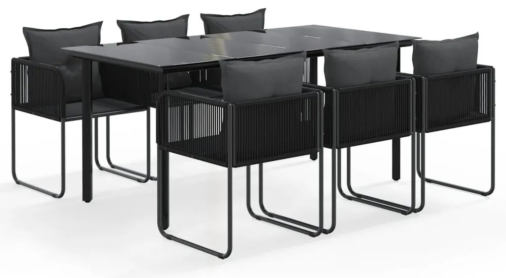 vidaXL Σετ Τραπεζαρίας Κήπου 7 Τεμαχίων Μαύρο