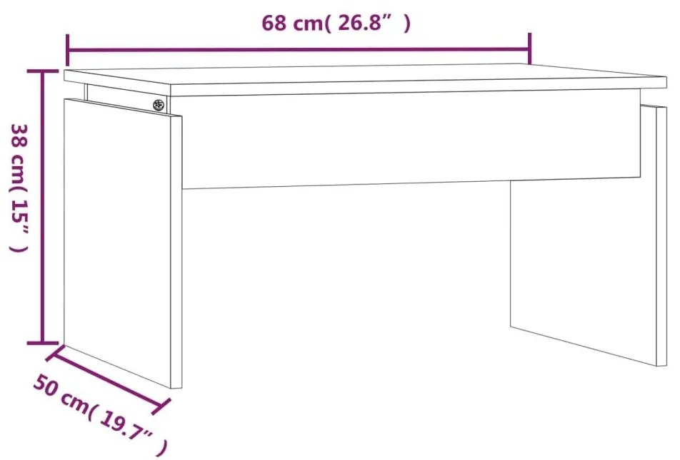 Τραπεζάκι Σαλονιού Καπνιστή Δρυς 68x50x38 εκ. Επεξεργ. Ξύλο - Καφέ