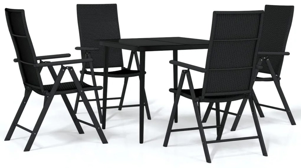vidaXL Σετ Τραπεζαρίας Κήπου 5 Τεμαχίων Μαύρο