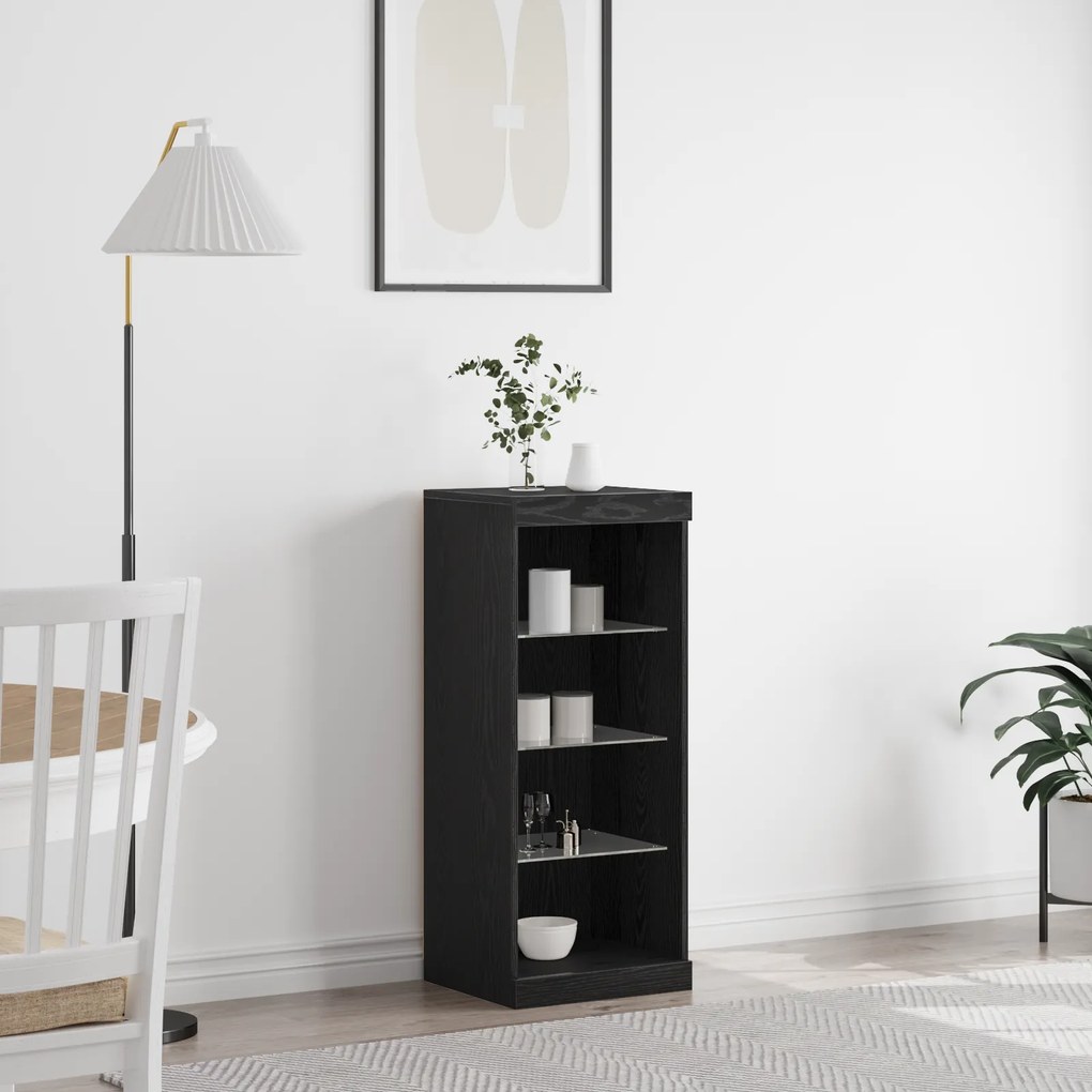 vidaXL Μπουφές με LED Φώτα Μαύρη Δρυς 41x37x100 εκ